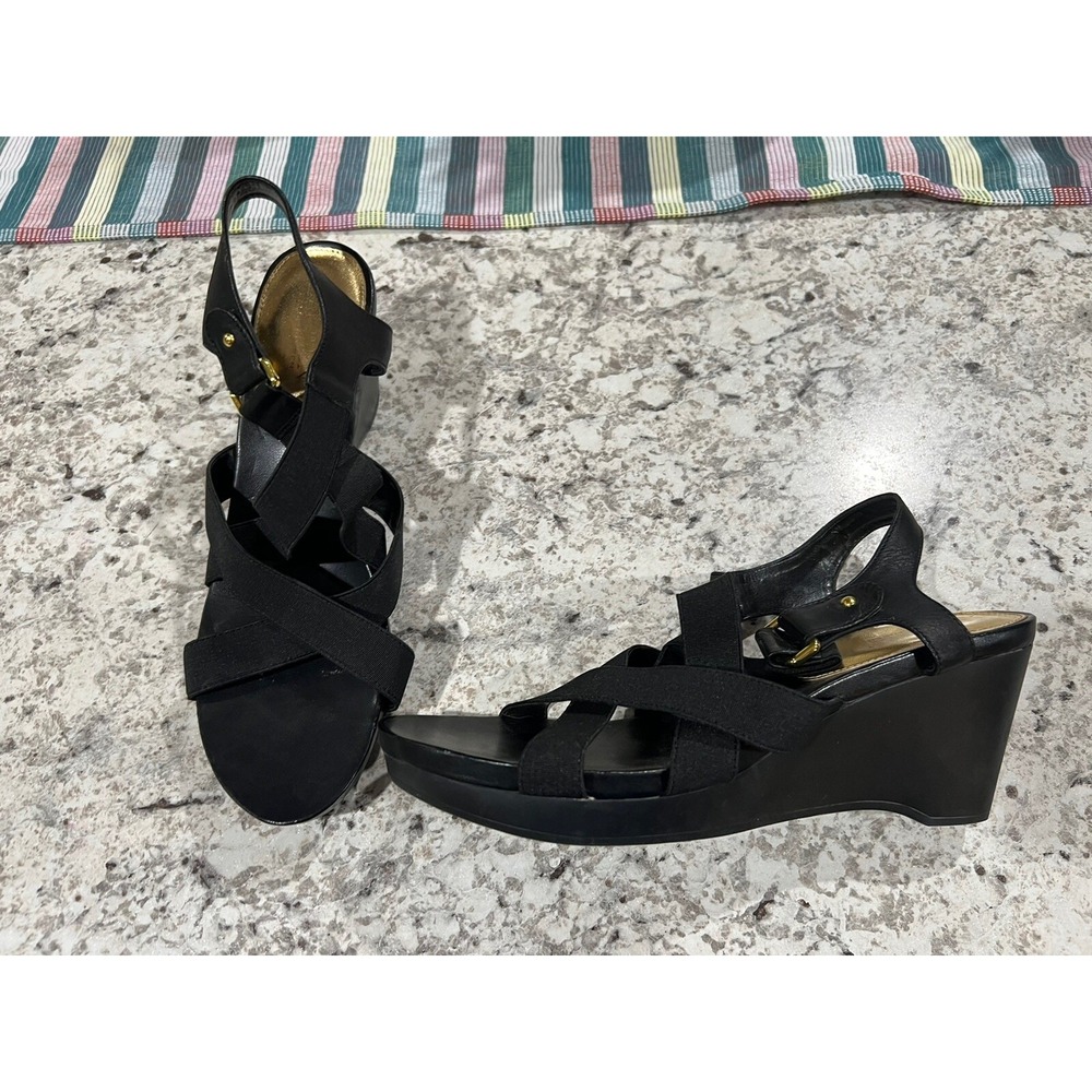 Lauren Ralph Lauren Black Wedge Sandals